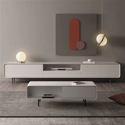 Baltās grīdas{0}}stāvošais TV skapis